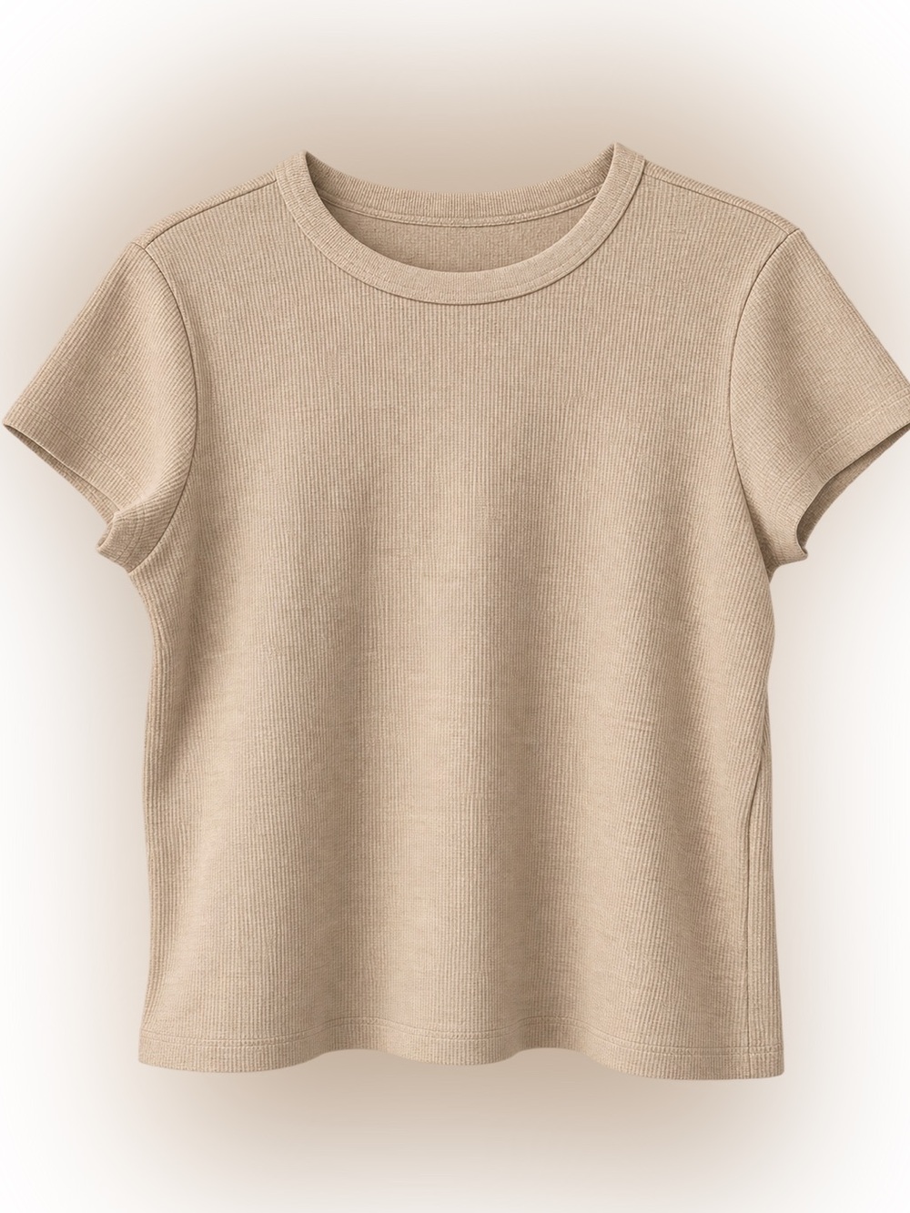American Eagle Outfitters Ribbed Short Sleeve Tee - Tan